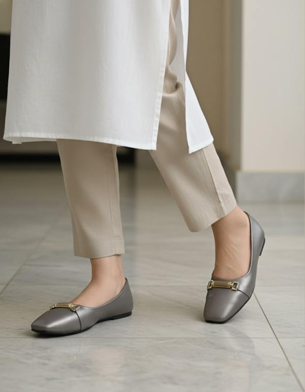 AE-5008- Grey- Ladies Soft Casual Pumps