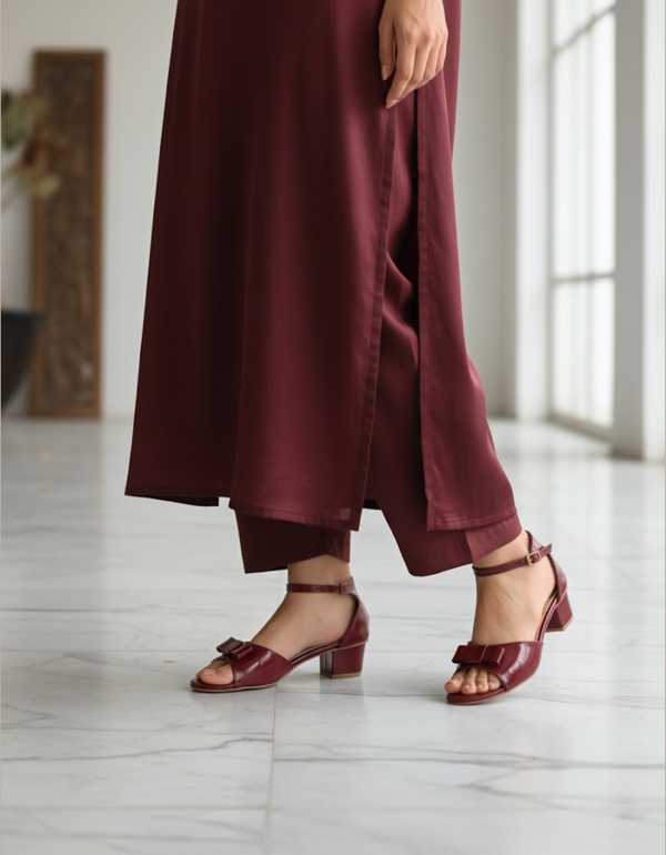 IJ-3038-Maroon Women Casual Sandal Heels