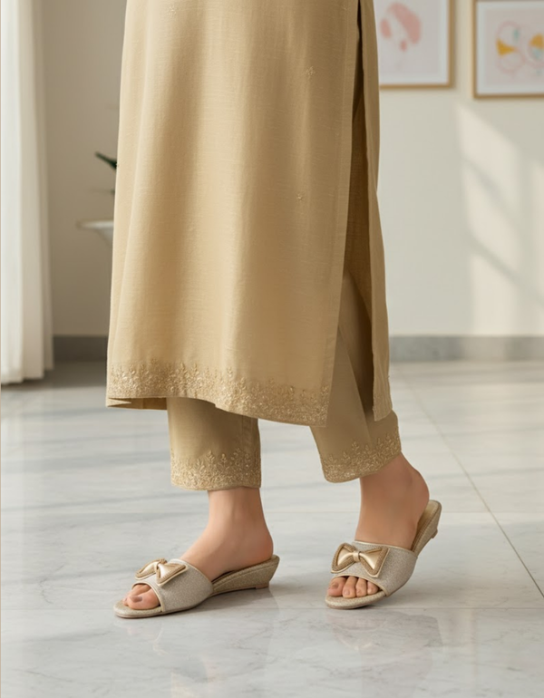 IJ-1018-Golden Women Formal Chappal Heels