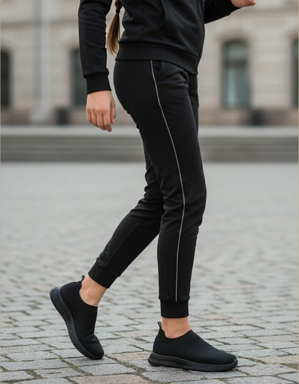 ZR6525-Black-Ladies Comfortable Canvas Joggers