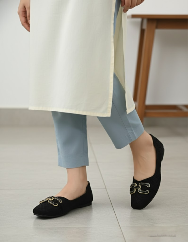 AE-5004- Black- Ladies Soft Casual Pumps