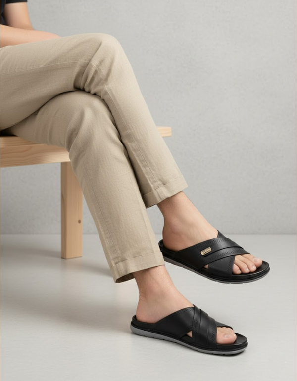 ZR3507-Black-Men Casual Slipper