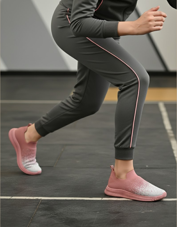 ZR6526-Pink-Ladies Comfortable Canvas Joggers