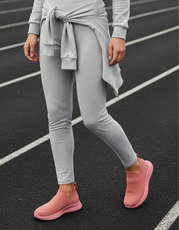 ZR6527-Pink-Ladies Comfortable Canvas Joggers